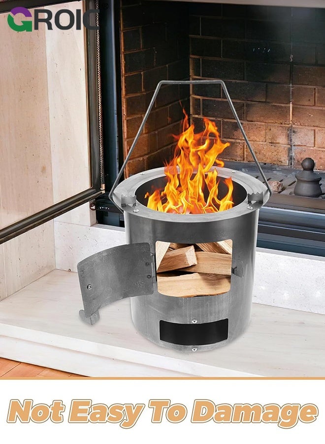 GROIC Portable Firewood Stove, Wood Burning Camp Stove, Woodstove with Carrying Case for Backpacking Outdoor Cooking, Traveling Survival Cooking Stove Stainless, Steel Emergency Camping Stove - Image 4